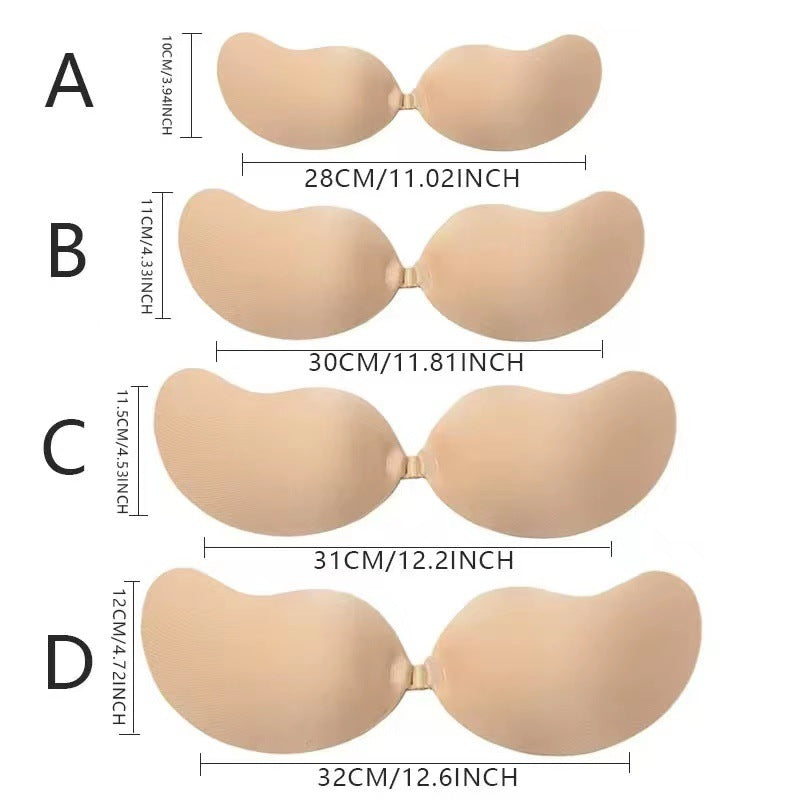 3-PCS Skin color Invisible Silicone Push-Up Bra - Reusable Adhesive Mango Breast Pasties with Breathable Design - Strapless Backless Self-Adhesive Nipple Covers for Women(Cup A)