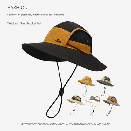Light grey Quick-Dry Sun Protection Bucket Hat for Men - Breathable Outdoor Hiking & Fishing Cap with Wide Brim