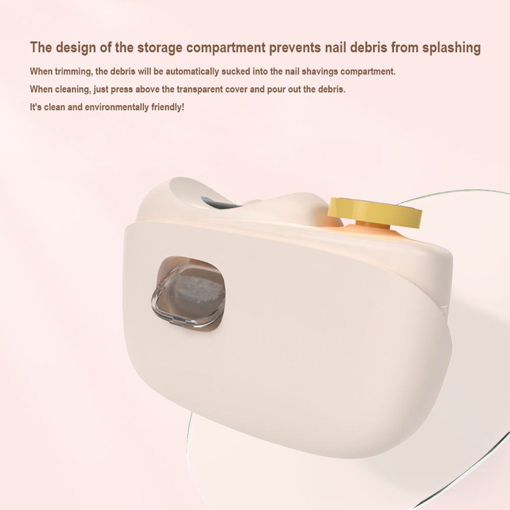 Cream yellow Electric Nail Clipper and Grinder 2-in-1 Automatic Nail Trimmer with LED Light Rechargeable Manicure Tool for Babies Adults and Seniors