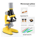 Yellow Kids Biological Microscope Kit 100x 400x 1200x LED Magnification STEM Science Toy for School Students with Sample Slides.