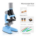 Blue Kids Biological Microscope Kit 100x 400x 1200x LED Magnification STEM Science Toy for School Students with Sample Slides.