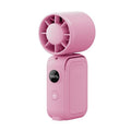 Pink Portable Handheld Fan 350 Degree Rotation Foldable Neck Hanging Waist Fan with Magnetic Base LED Display 5 Speed Personal Fan.