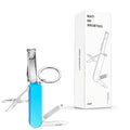 2-PCS Blue 5-in-1 Foldable Stainless Steel Nail Clipper Multitool Keychain with Knife Scissors and File Portable Pocket Manicure Set