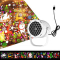 White Christmas LED Projector Light Portable USB Holiday Atmosphere Lamp with 360 Degree Rotating Stand for Indoor Home and Party Decoration Santa Snowman Patterns.