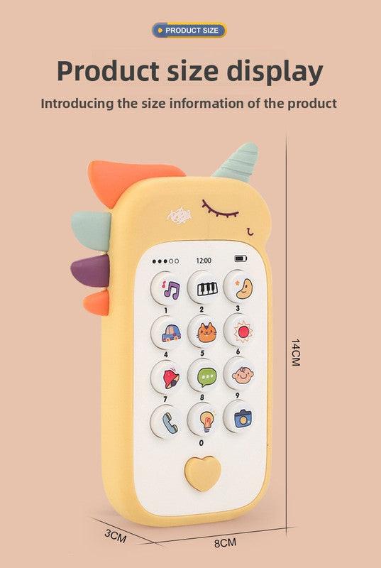 Unicorn Baby Toy Phone Music & Light Learning Mobile Teether for Toddlers Interactive English Educational Gift Blue.