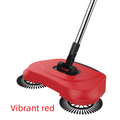 3-in-1 Hand Push Floor Sweeper - Manual Spinning Broom, Dustpan & Mop Combo - Silent Non-Electric Cleaning for Hardwood & Tiles - Vitality Red.