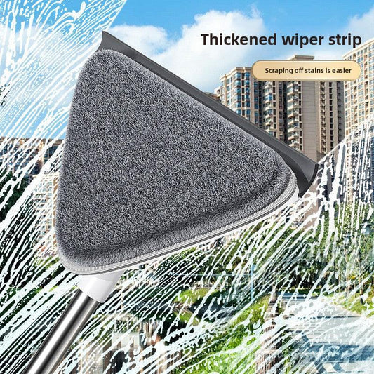 Adjustable Triangle Cleaning Mop 119cm Long Handle Window Squeegee Wall Washer Rotatable Head for Ceilings High Corners Wet Dry Use with 4 Microfibre Pads.
