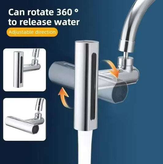 Waterfall Kitchen Tap Extender 4 Spray Modes 360 Swivel Faucet Aerator Flying Rain Nozzle High Pressure Sink Attachment Universal Fit Chrome Finish.