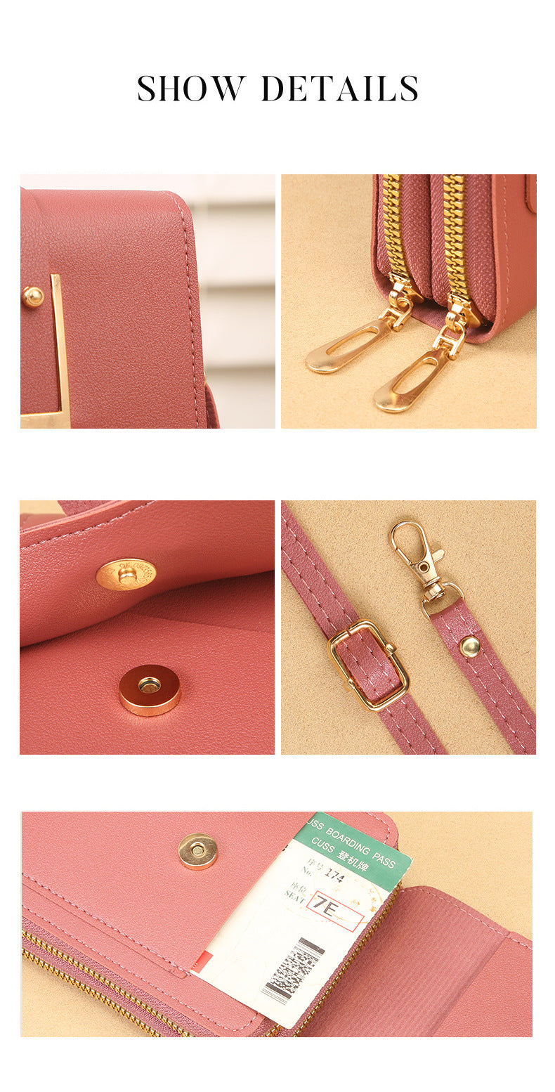 Women's Crossbody Phone Bag with Clear Touch Screen Window PU Leather Wallet Purse Multi-Pocket Shoulder Handbag Adjustable Strap Card Holder Grey
