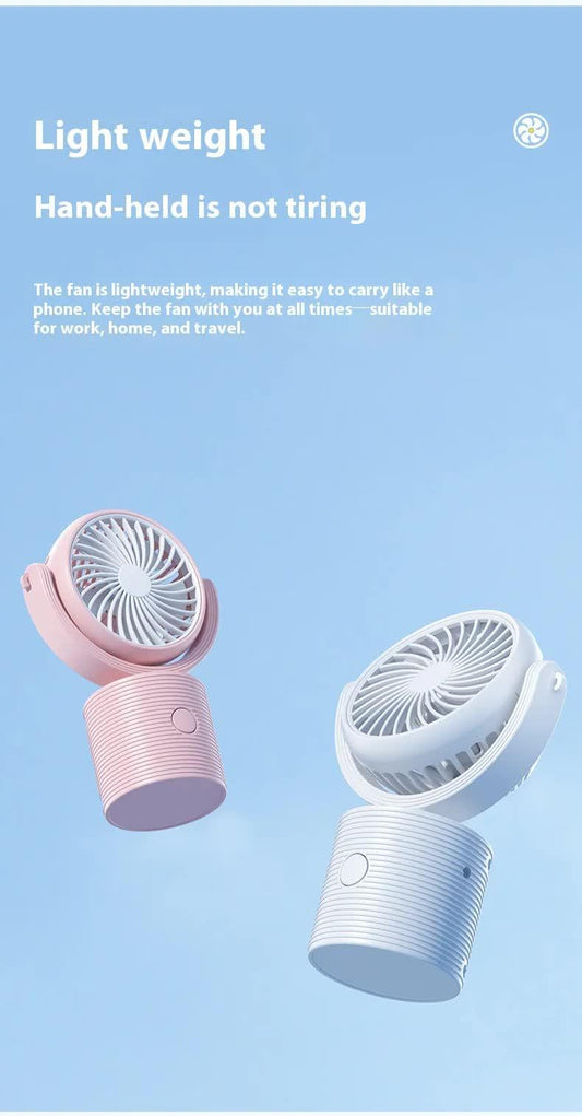 Portable Turbo Fan 3-in-1 Mini Handheld Desk Fan Rechargeable Personal Cooling Device with Neck Lanyard 180 Degree Adjustable Head Quiet Wind Pink.