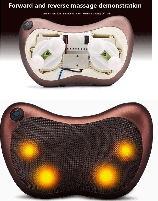 Electric Shiatsu Massage Pillow with Heat - Dual Button Deep Kneading Neck & Back Massager - Adjustable Speed & Direction Car Home Cushion - Black