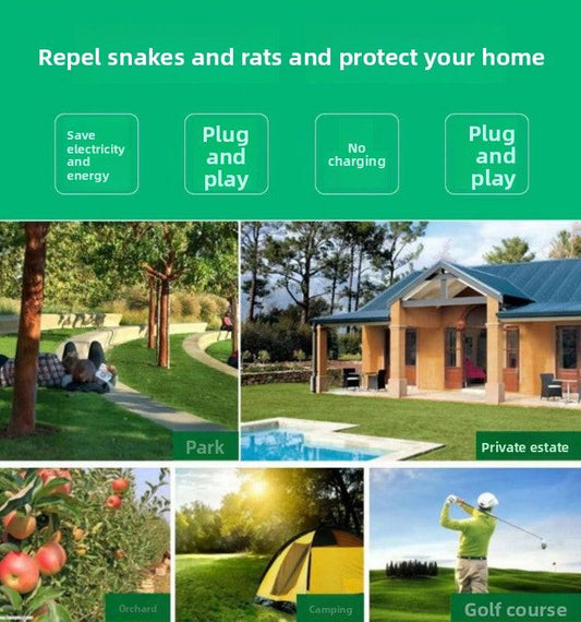 Solar-Powered Sonic Snake and Rodent Repeller Ground Stake - Outdoor Waterproof Ground Vibration Pest Deterrent Device - Ultrasonic Control for Moles, Voles, and House Mice - Garden Lawn Protection - Green Circular Top Model.