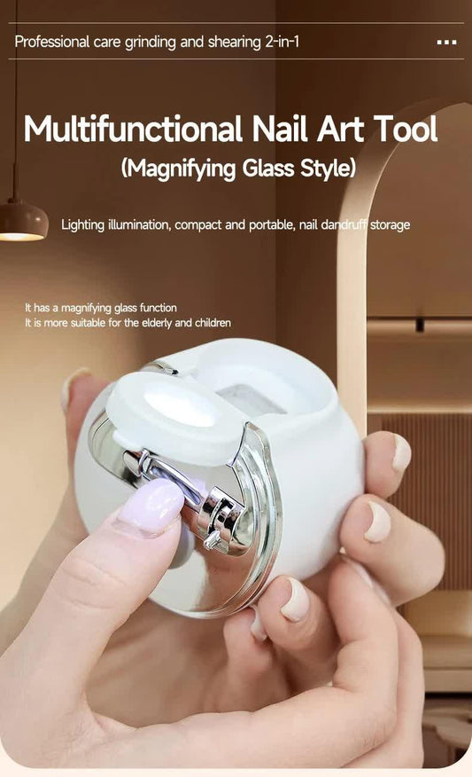 2-in-1 Electric Nail Clipper with Magnifying Glass & LED Light - Automatic Nail Trimmer & Polisher for Babies, Seniors & Adults - Safe USB Rechargeable Manicure Tool with Debris Storage - Pink.