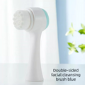 2-in-1 Dual Sided Facial Cleansing Brush Soft Microfiber & Silicone Scrubber Manual Face Washer Exfoliator Tool Blue for Deep Pore Cleaning.