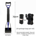 Extra Long 70cm Foldable Pet Pooper Scooper Heavy Duty Dog Waste Picker Jaw Clamp with Dispenser & Bags Blue.