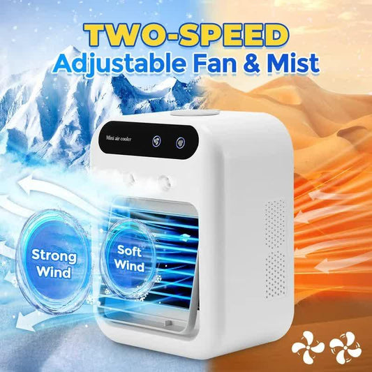 Portable 500ml Large-Capacity Air Cooler Fan - 9-Blade Strong Wind & Wide-Angle Oscillation, Easy Top-Fill Desktop Evaporative Humidifier.