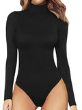 Size L Black Women's Sexy T-Back Bodysuit Thong Leotard - Milk Silk Round Neck Slim Fit Jumpsuit Base Layer