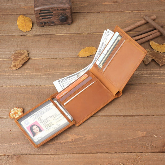 Style 2 Genuine Cowhide Leather Wallet - RFID Protection, VH1104 Dad to Son Gift with To My Son Embossed Message.