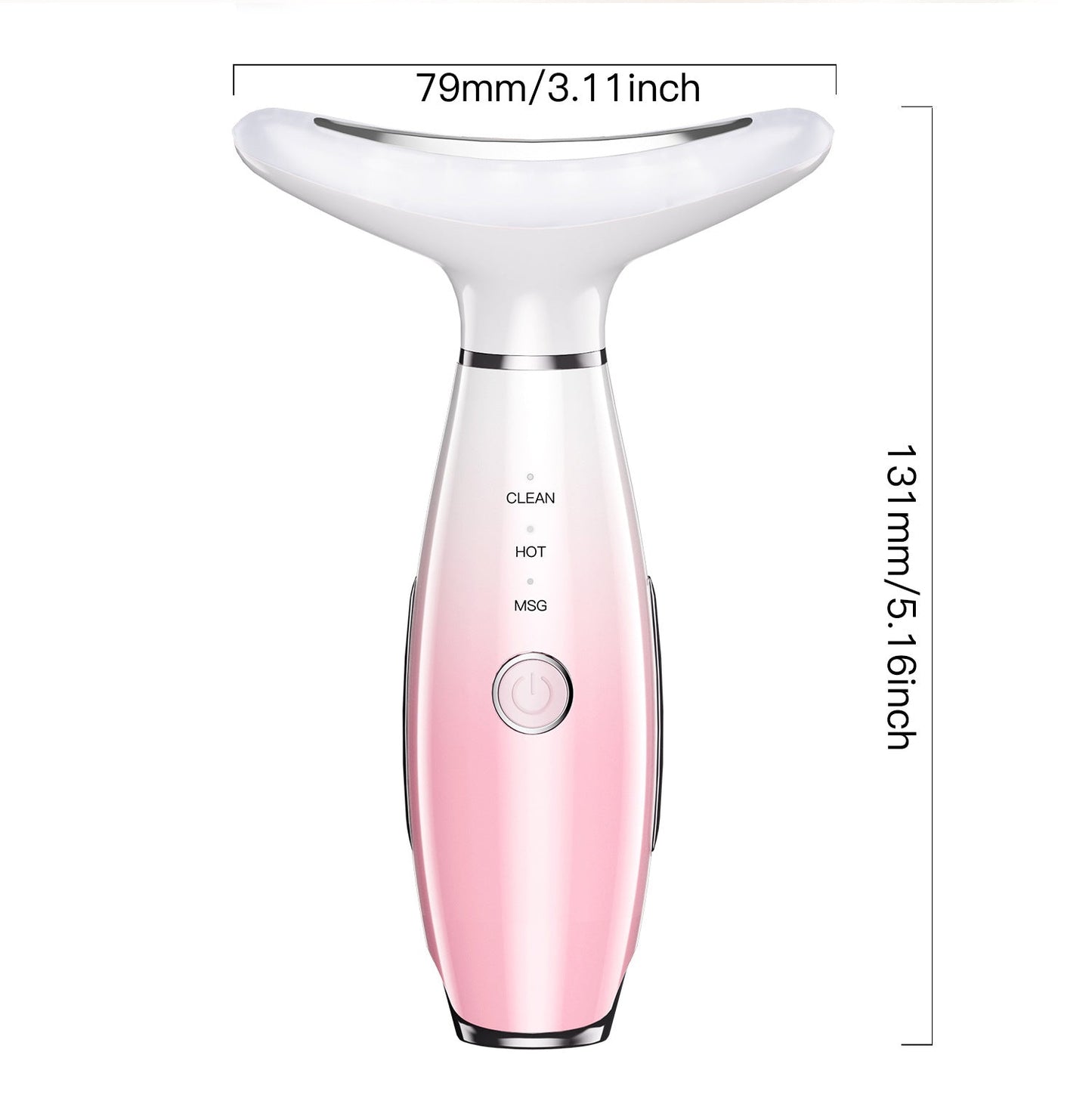 Pink Color Light Therapy Beauty Tool and Neck Massager - Essence Infusion Device for Lifting, Firming, Hydration & Skin Rejuvenation