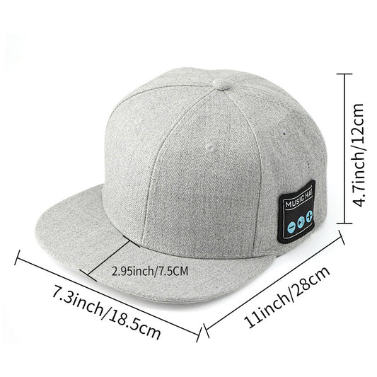 Dark Grey Bluetooth 5.4 Music Adjustable Sun Hat - Wireless Audio Speaker Cotton Cap for Sports, Golf, and Outdoor Activities
