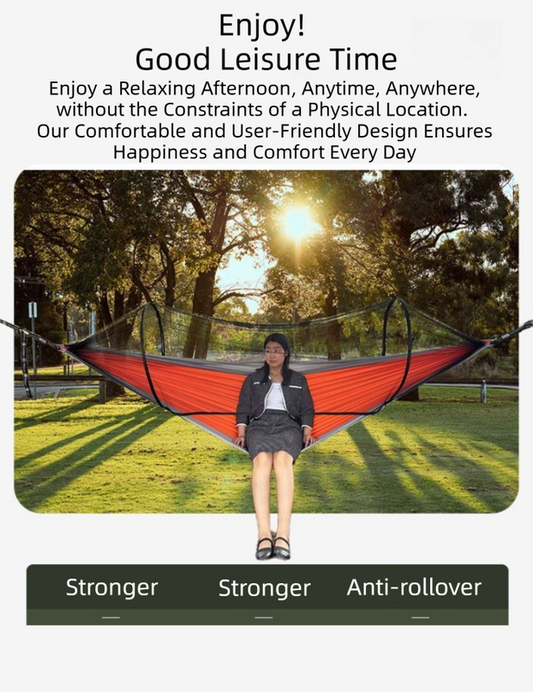290 x 140CM Professional Nylon Hammock with Integrated Mosquito Net & Sunshade - 2-Person Anti-Rollover Camping Swing with Heavy-Duty Installation Kit (Camouflage Green)