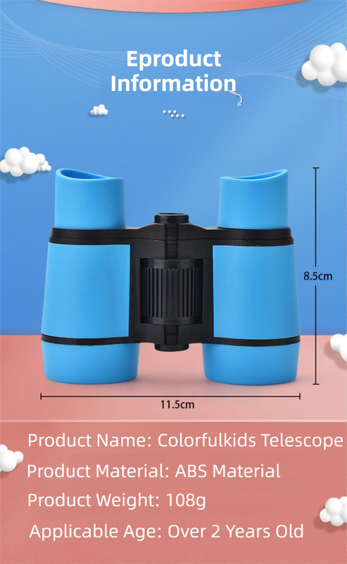 Red 6X30 Lightweight Kids Binoculars with Non-Slip Colorful Rubber Grips - Educational Outdoor Exploration Toy with Shoulder Strap.