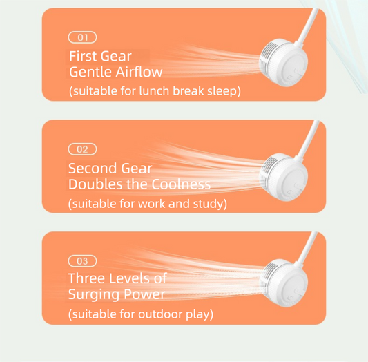 White Foldable Bladeless Neck Fan - Portable Turbine Fan with 3-Speed & 360° Flexible Silicone Hose for Travel, Office, and Outdoor Use.