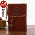 2-Pack A6 Nautical Vintage PU Leather Student Notebook - Pirate Style Strapped Diary with 150 Pages of Refillable Kraft Paper(Brown).