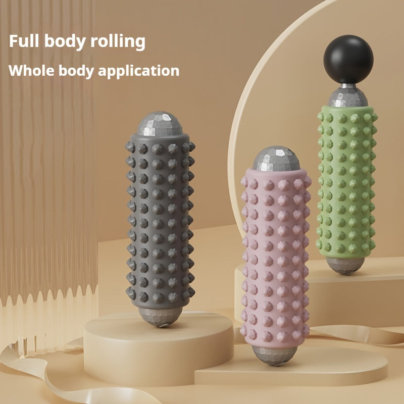 Grey Portable Electric Yoga Massage Roller - Handheld Fitness Recovery Tool, Deep Tissue Muscle Relaxer & Fascia Release Stick