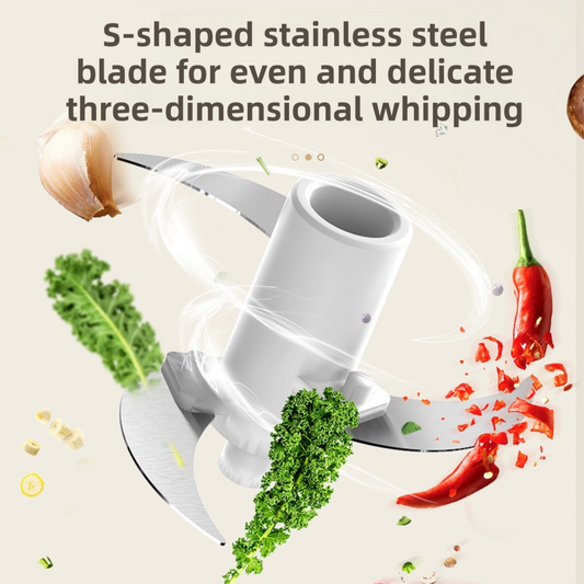 Green Wireless Electric Kitchen Grinder - Portable 150ml Baby Food Maker with 3 Stainless Steel Blades, USB Charging.