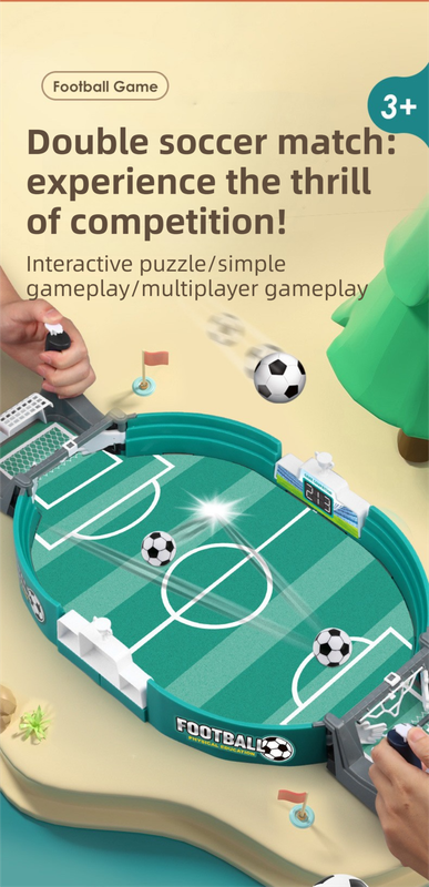 2-Player Large Interactive Tabletop Football Battle Toy for Kids & Adults with 6 Mini Soccer Balls(42x21x9CM) - No Battery Required.