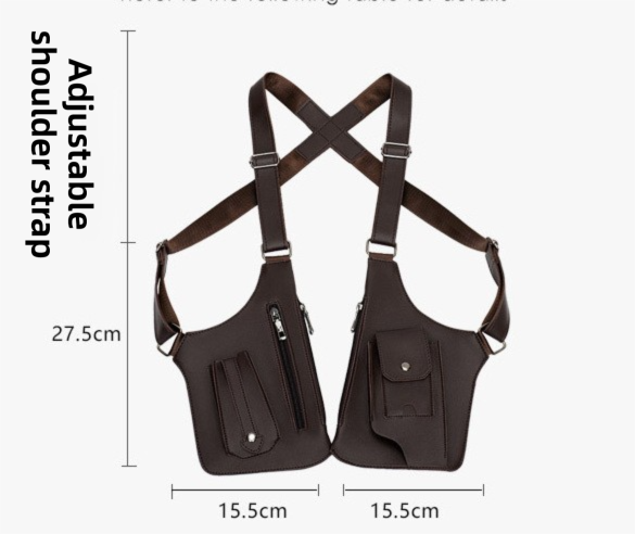 Black Multi-functional Expandable Men's Tactical Chest Rig Bag - Waterproof & Lightweight Retro Underarm Pack