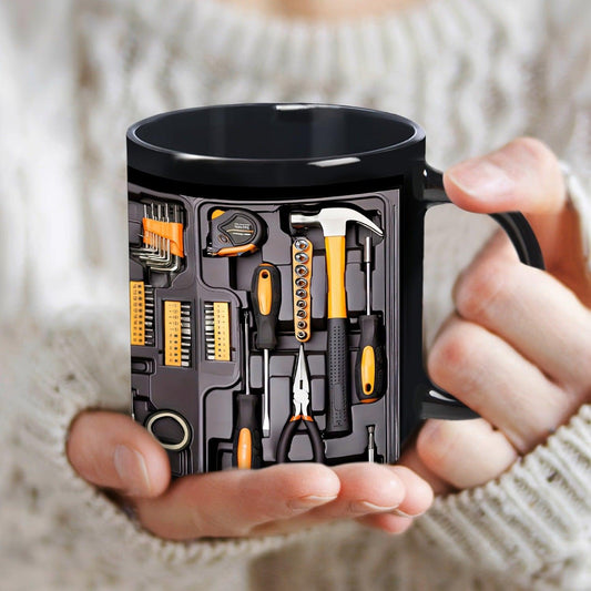 Creative 3D Toolbox Ceramic Mug 11oz Mechanic Tools Print Coffee Cup for DIY Enthusiasts and Handy Dads Australian Home and Office Gift.