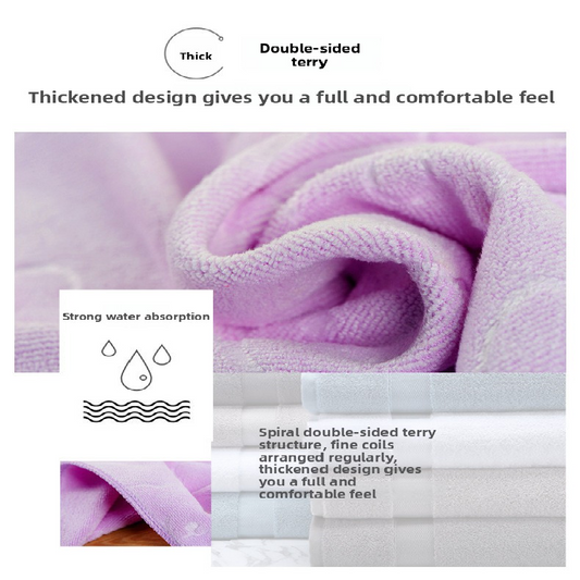 2-Pack Purple Embossed Microfiber Bear Bath Towels – 70 x 140 cm, Ultra-Absorbent and Soft for Bath, Beach & Gym
