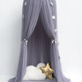 Grey Nordic Style 7-Layer Tulle Bed Canopy 300cm Extra Long 60cm Dome for Australian Kids Bedroom Nursery and Playroom Decor