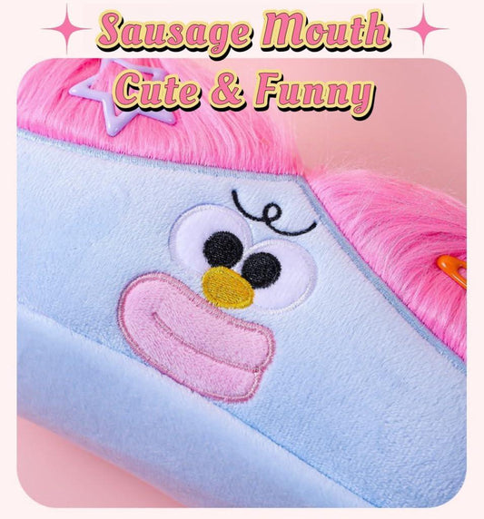 Purple Funny Plush Big Eye Monster Pencil Case with DIY Messy Hair Large Capacity Stationery Pouch for Australian Students and School Gift.
