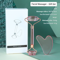 Transparent pink Dual-Head Resin Facial Roller and Heart-Shaped Gua Sha Set for Home SPA Skincare and Face Neck Massage
