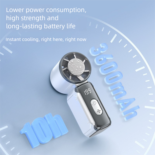White Portable Mini Handheld Fan with 199-Speed Settings and Brushless Motor for Outdoor Use High Performance Cooling Solution Local Standard Fit.