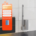 Grey Disposable Toilet Brush Set with Built-in Cleaner – Wall-Mountable, No-Drill Bathroom Cleaning Kit with Replaceable Heads(5 ocean-cleaning cotton pads)