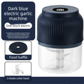 3-blade cutter head Blue Wireless Electric Garlic Chopper 300ml Portable Mini Food Processor USB Rechargeable for Baby Food and Dipping Sauce Essential Local Kitchen Tool