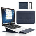 Deep Blue 3-in-1 Laptop Sleeve with Built-In Stand & Wrist Rest â Waterproof PU Protective Case for 13/14 Inch Laptops, Portable and Ergonomic Design.