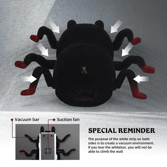 RC Wall Climbing Spider Toy Realistic Fuzzy Tarantula Anti-Gravity Remote Control Prank Bug with LED Eyes Rechargeable Gift for Kids.