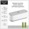 Portable Battery Operated Sonic Vibration Jewellery & Glasses Cleaner - Cordless High Frequency Washing Box for Travel, Dentures & Rings (2x AAA Batteries Included).