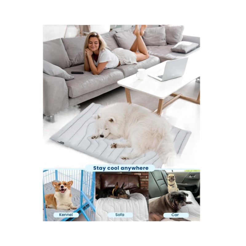 Pet Cooling Mat Self Cooling Pad for Dogs Cats Dual Sided Summer Sleeping Bed Light Green Medium (91x58cm)