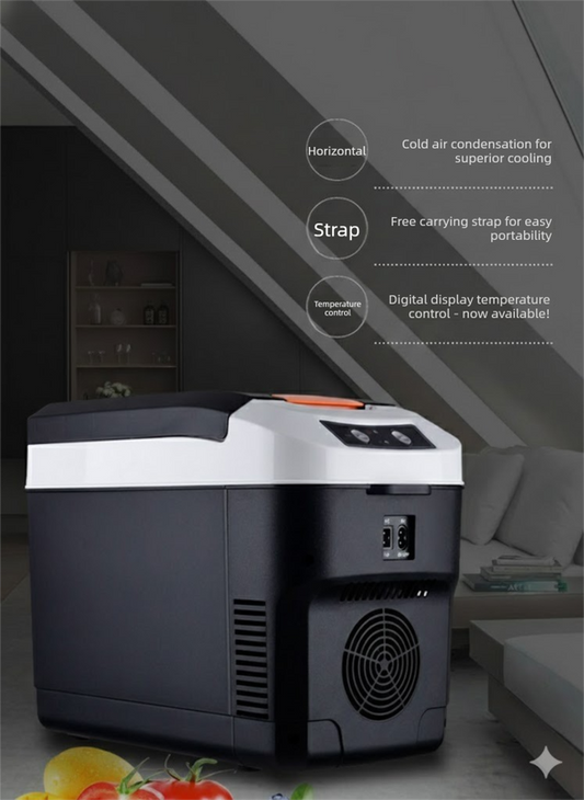 10L Portable Electric Cooler & Warmer Car Fridge with Digital Display 12V/240V Dual Power for Camping Road Trips & Home Office Brown.