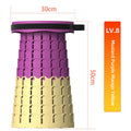 Portable Retractable Stool MAX Gen 8 Telescopic Camping Seat 50cm Tall Extra Wide Heavy Duty Mustard Purple & Mango Yellow for Camping & Festivals.