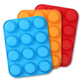 3 PCS Food Grade Silicone Cake Mould 12 Cup Round Cupcake Pan Blue Red and Orange Easy Release Non Stick Baking Trays
