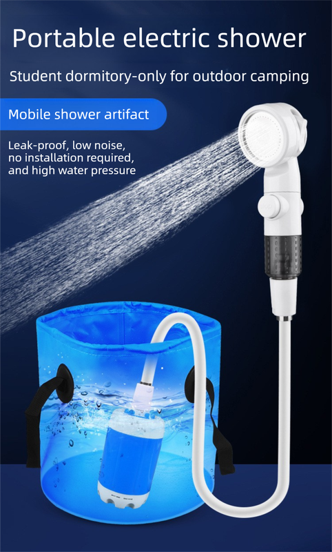 Portable Electric Outdoor Shower Kit Handheld Battery-Powered Shower Head Set for Camping, Dormitories, and Construction Sites.
