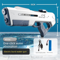 Electric Water Gun Auto Refill 43cm High Pressure Blaster Toy Rechargeable Squirt Soaker for Kids & Adults White.