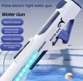 Electric Water Gun Auto Refill 46cm White LED Pulse Blaster High Pressure Toy with External Bottle Connector & Manual Mode for Summer Pool Party.
